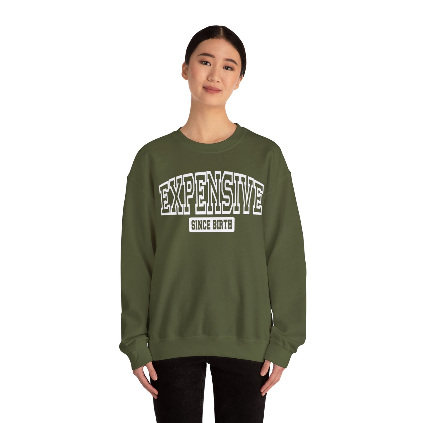 Luxe Vibes EXPENSIVE Statement Sweatshirt for High-Fashion Comfort and Chic Style, with Collegiate Font