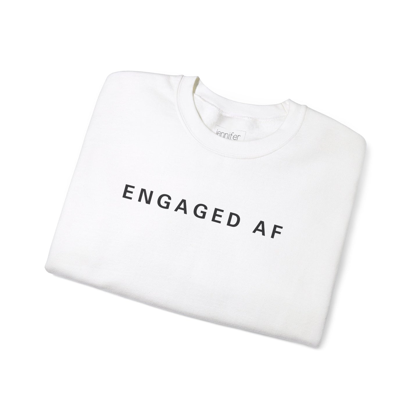ENGAGED AF Crewneck Customizable Bridal Sweatshirt, Personalizes Sweatshirt with your new last name on the back