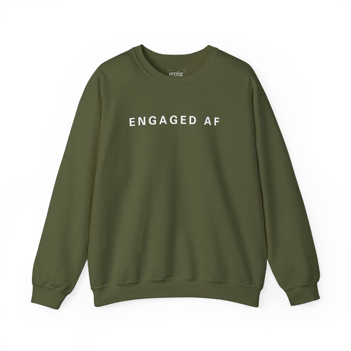 ENGAGED AF Crewneck Customizable Bridal Sweatshirt, Personalizes Sweatshirt with your new last name on the back