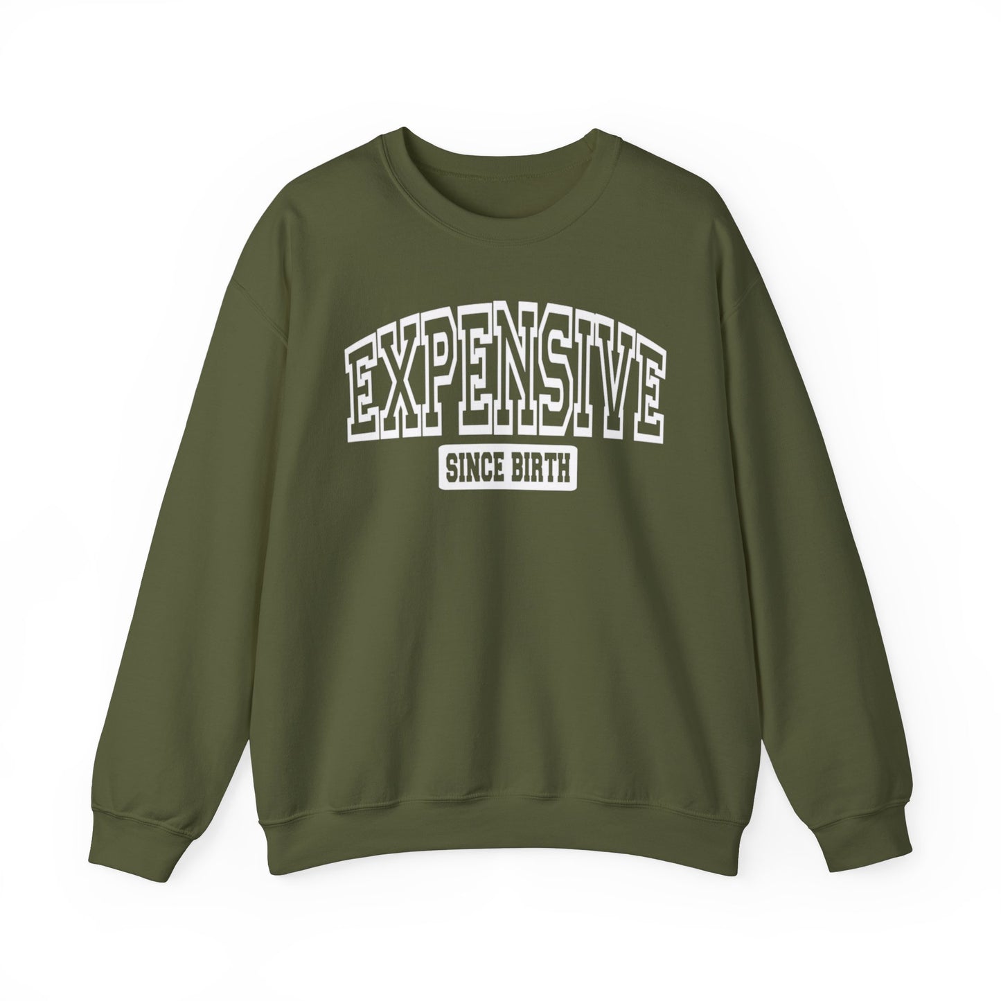Luxe Vibes EXPENSIVE Statement Sweatshirt for High-Fashion Comfort and Chic Style, with Collegiate Font